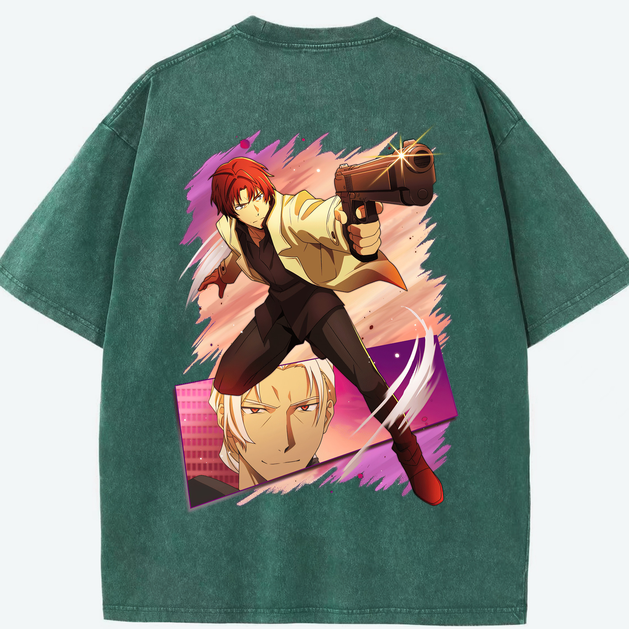 （画像用） 文豪ストレイドッグス Bungo Stray Dogs 綿100% ヴィンテージ風 半袖Tシャツ（背面プリント）